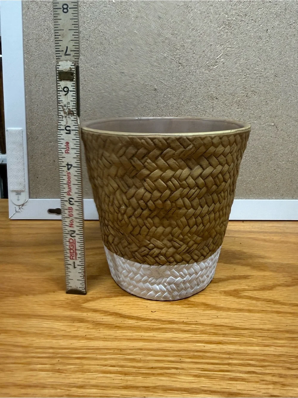 Woven Texture Two-Tone Planter - Brown and White